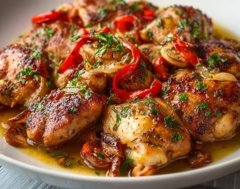 Recette de Poulet Scarpariello avec poulet, piments et olives