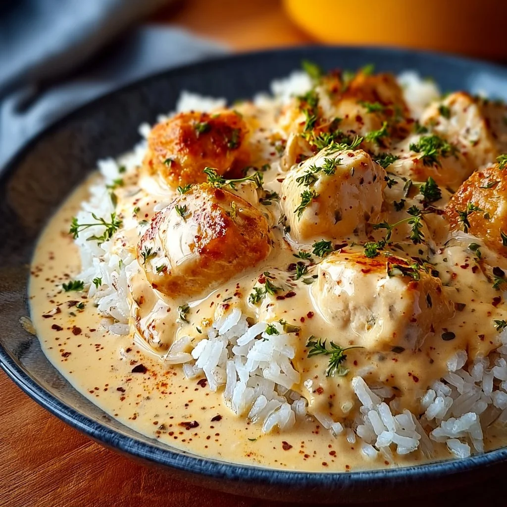 Poulet Crèmeux et Riz Velouté