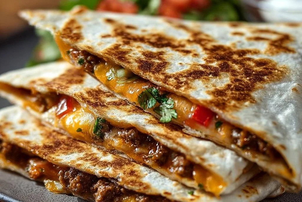 Quesadillas au burger &eacute;cras&eacute;
