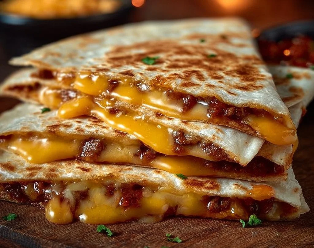 Quesadillas au burger &eacute;cras&eacute;