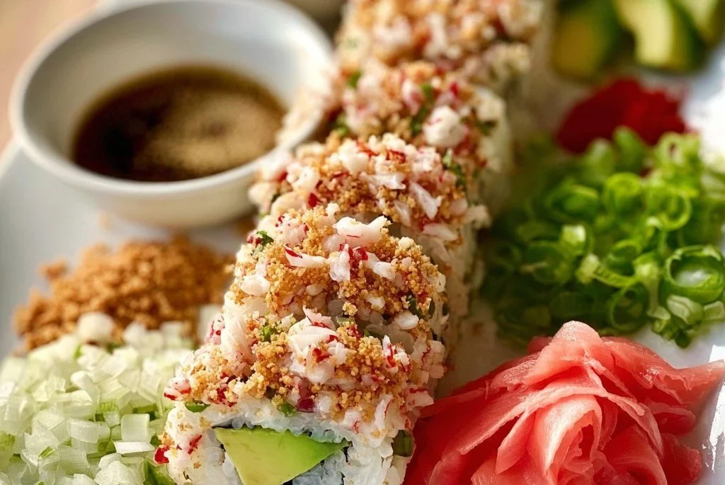 Rouleau de sushi croustillant avec garnitures délicieuses