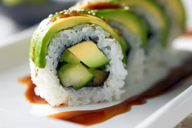 Rouleaux de maki au concombre et avocat, sains et délicieux