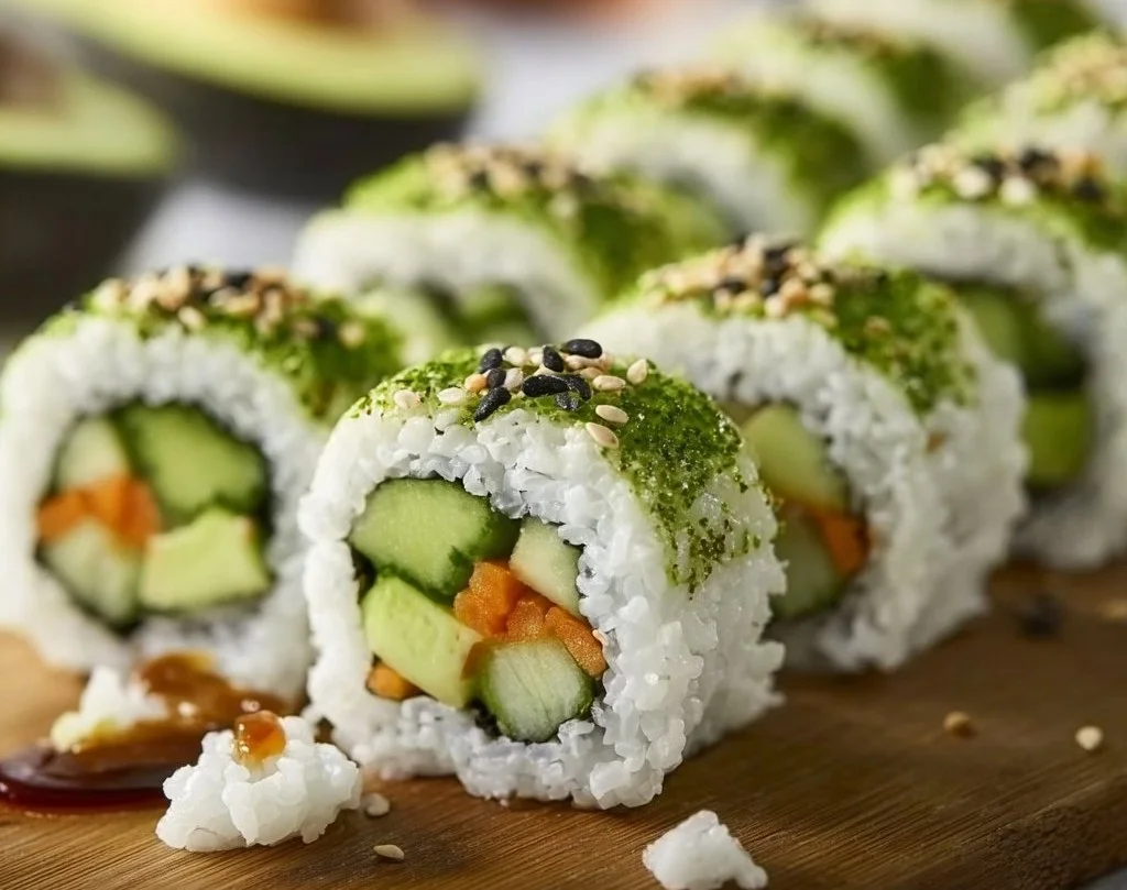Rouleaux de riz garnis d'avocat et de concombre