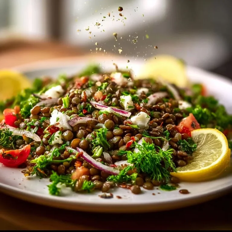 Salade de lentilles libanaise colorée et appétissante dans un bol.