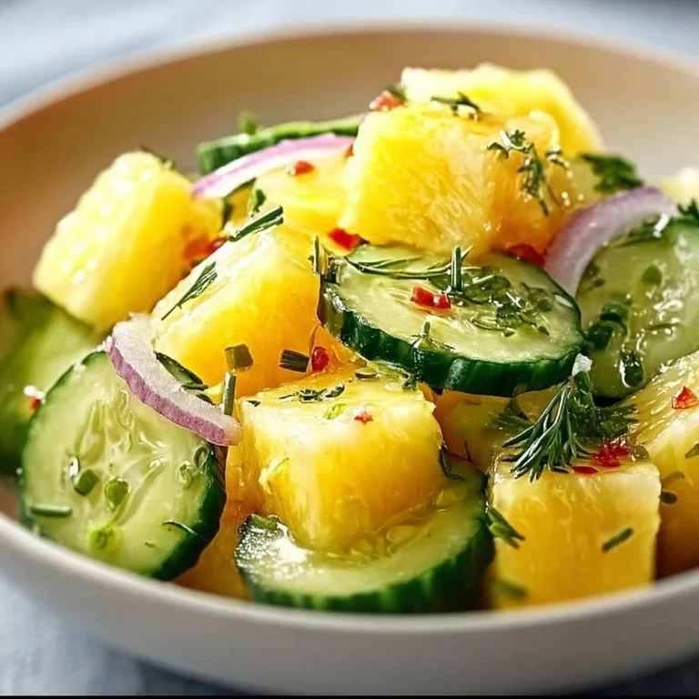 Salade tropicale d'ananas et de concombre, fraîche et colorée