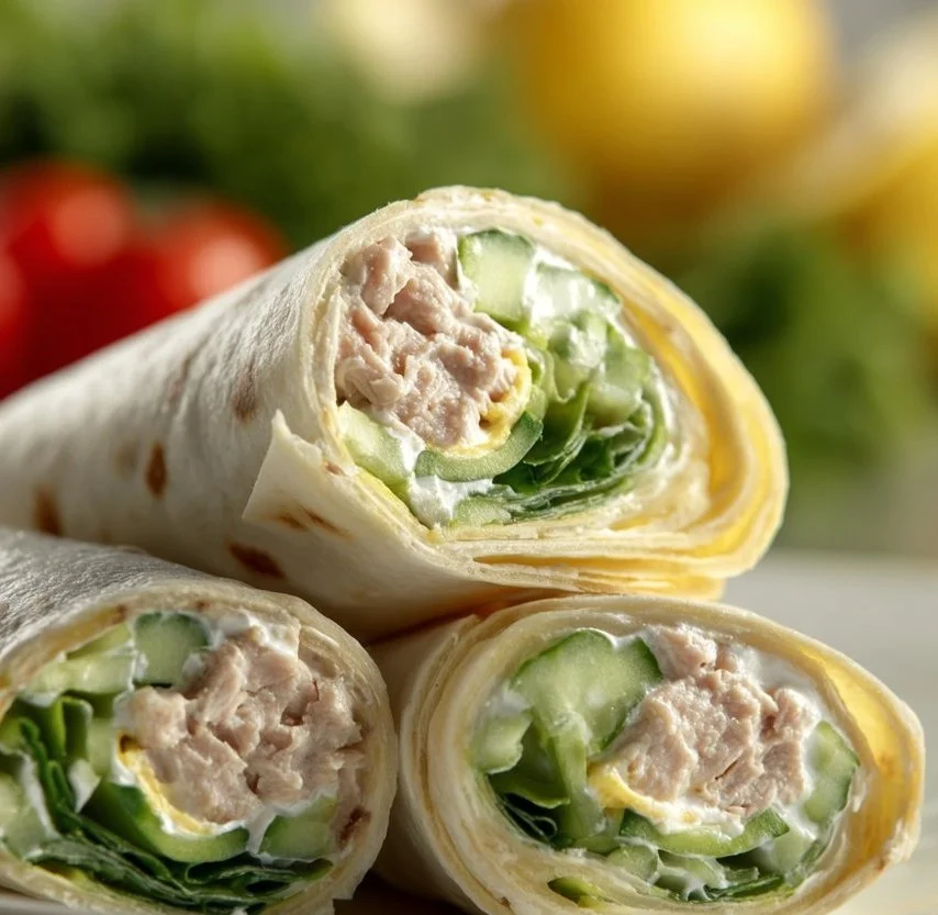 Wraps Froides au Thon, Concombre et Fromage &agrave; Tartiner