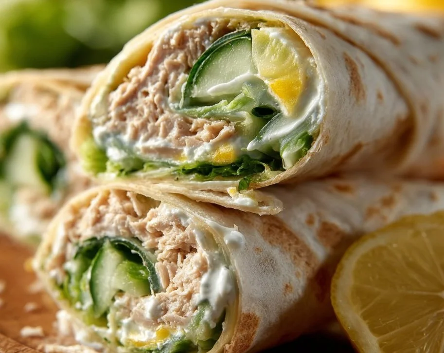 Wraps Froides au Thon, Concombre et Fromage &agrave; Tartiner