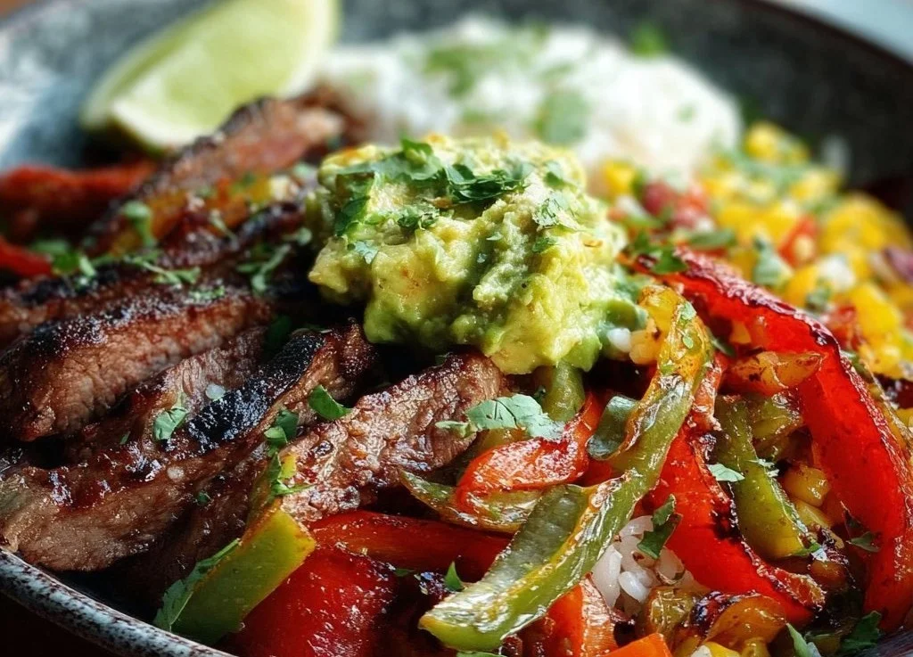 Bol gourmand aux fajitas de steak, un plat coloré et savoureux