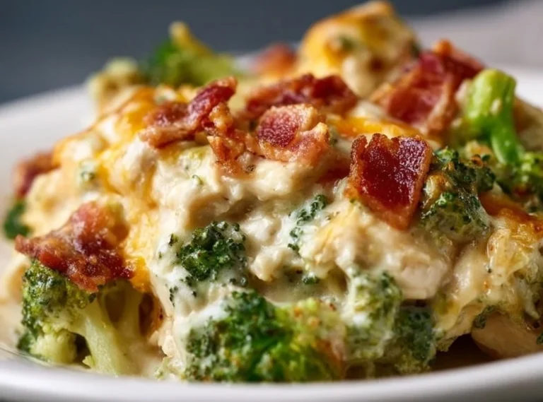 Casserole de poulet crémeuse avec brocoli et bacon