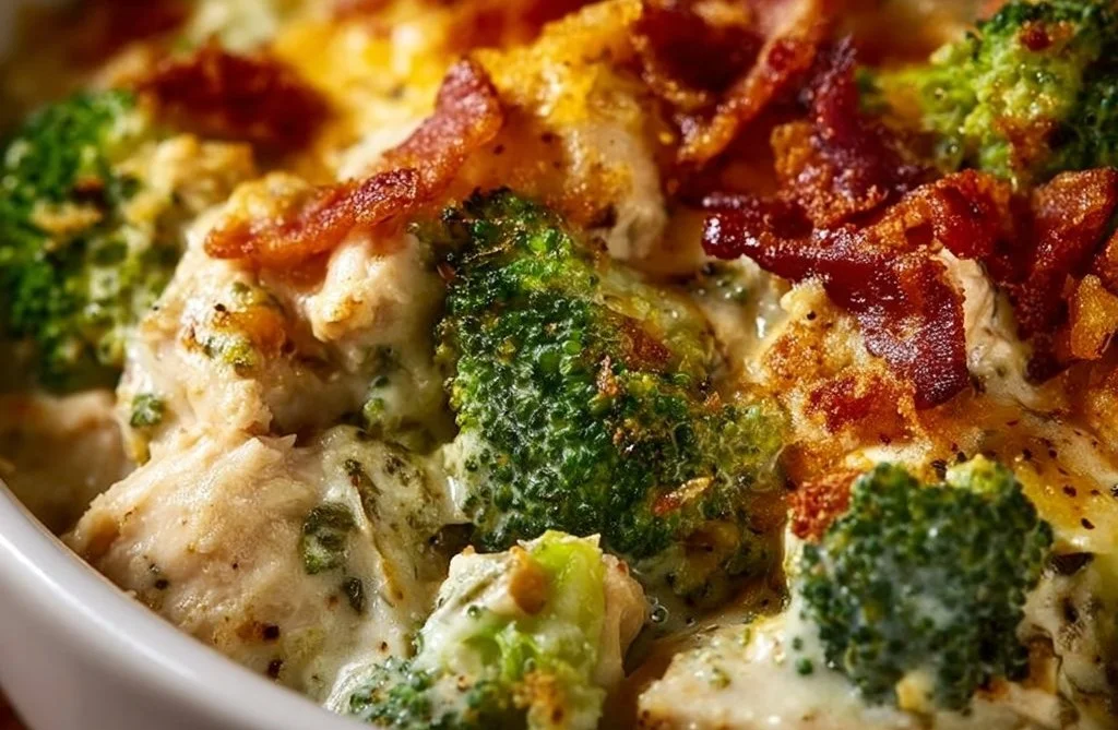 Casserole de poulet crémeuse au brocoli et bacon