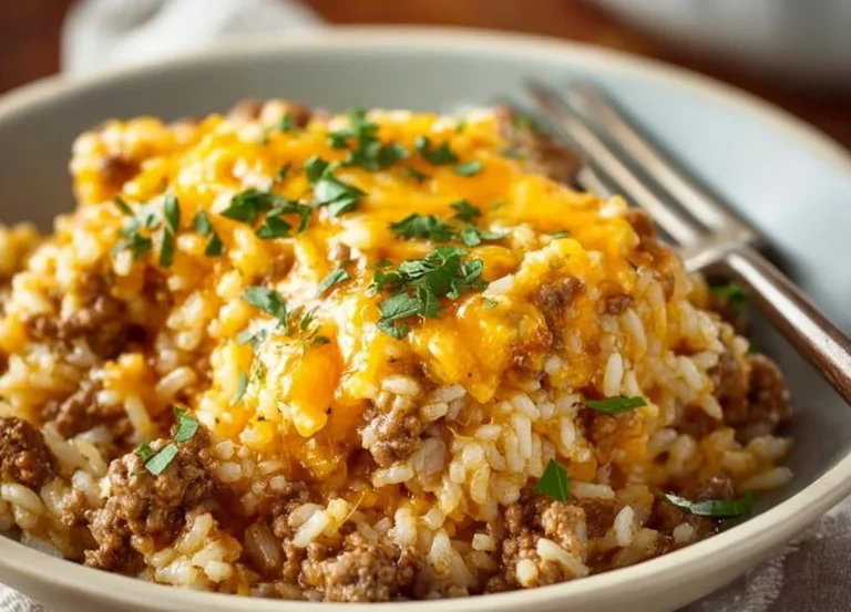 Casserole de riz au bœuf haché et fromage fondant, un plat appétissant et réconfortant