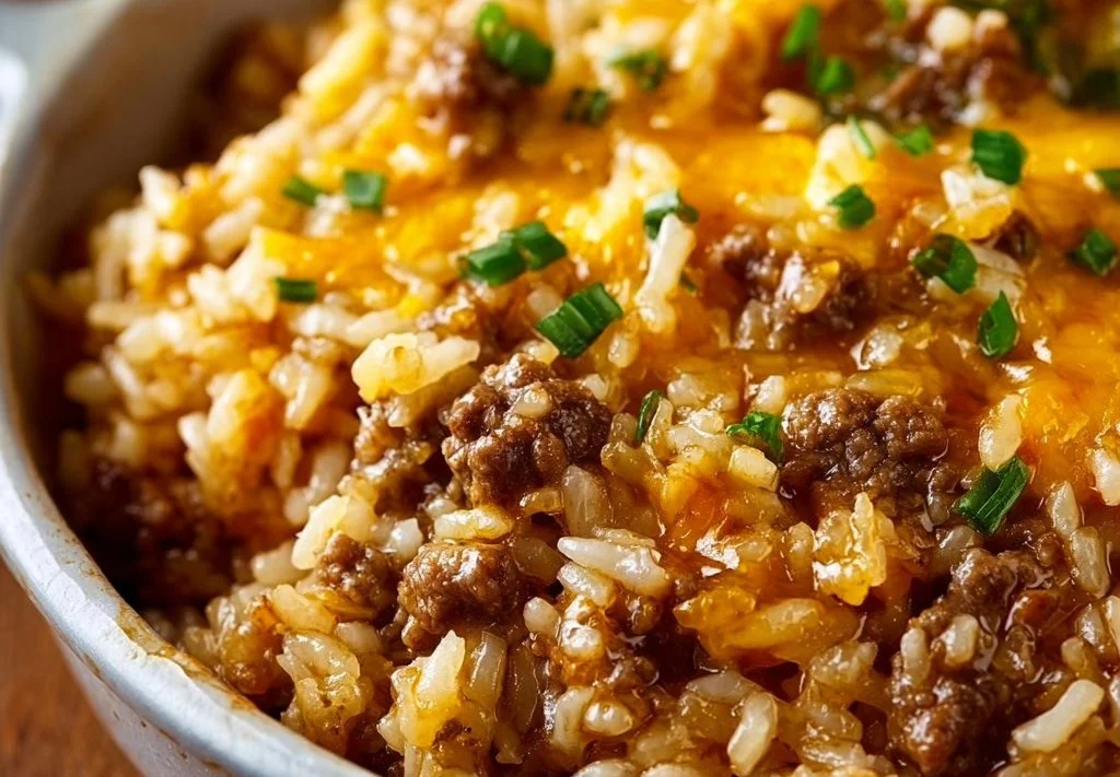 Casserole de riz au bœuf haché et fromage fondant