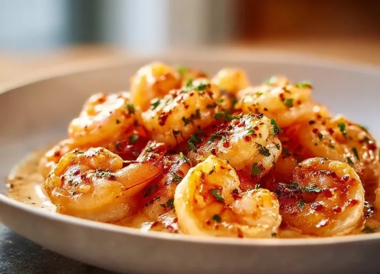 Crevettes crémeuses au paprika dans une poêle