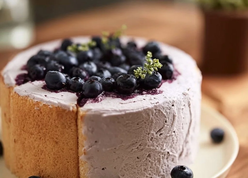 Gâteau chiffon moelleux aux myrtilles