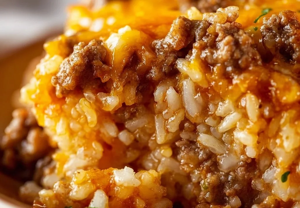 Gratin de riz au bœuf haché et au fromage fondant