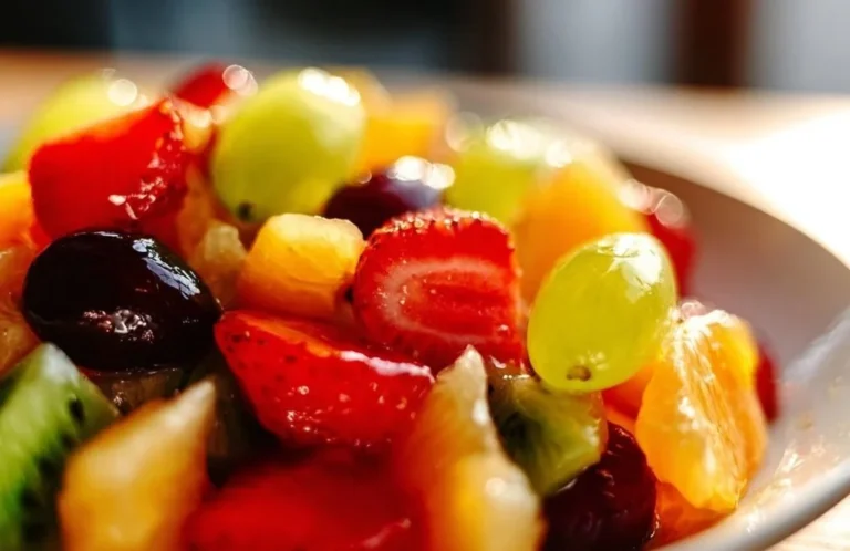 Salade de fruits colorée et appétissante avec des morceaux de diverses fruits.