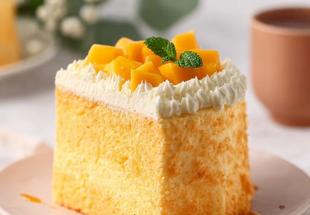 Mangue et crème, gâteau inspiré des pâtisseries asiatiques