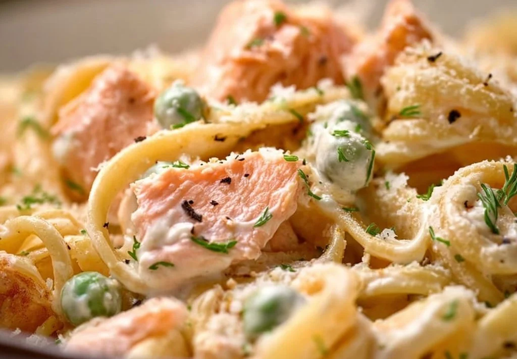 Pâtes à la crème au saumon fumé