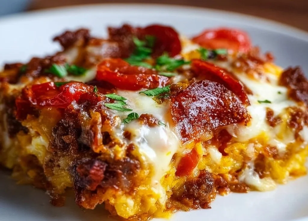 Plat de pizza express à la casserole savoureux et réconfortant