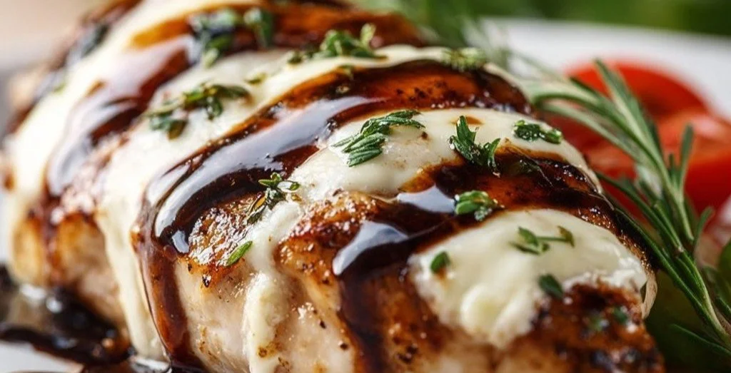 Poitrine de poulet rôtie au vinaigre balsamique et mozzarella