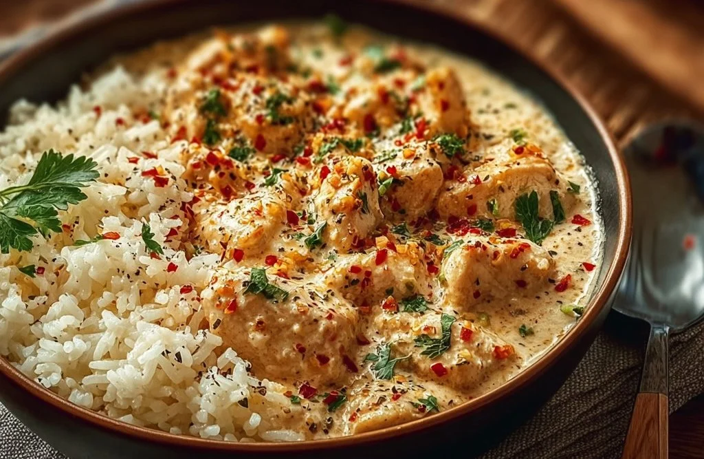 Poulet crémeux et riz parfumé