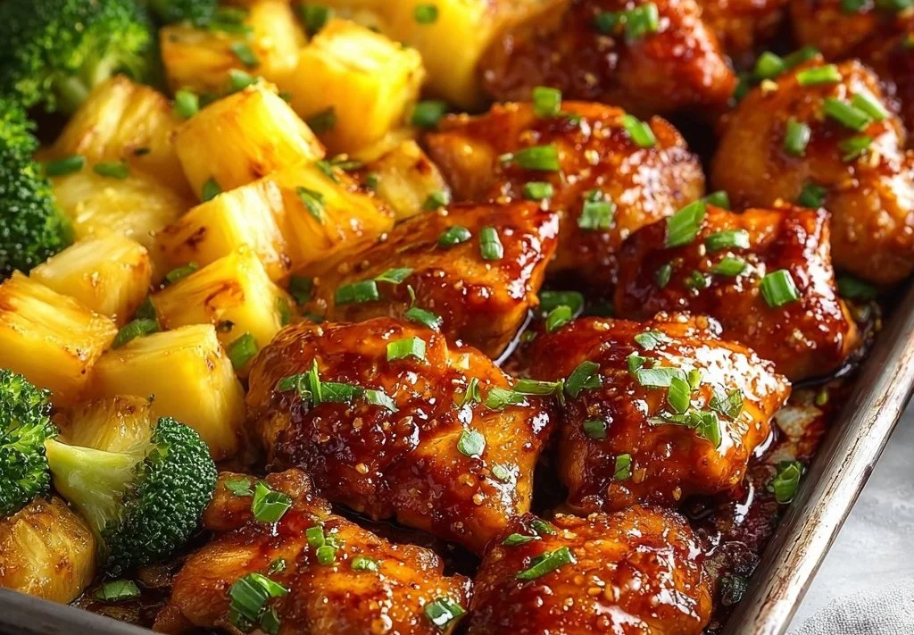 Poulet Grillé à l'Ananas avec Sauce Teriyaki sur Plaque