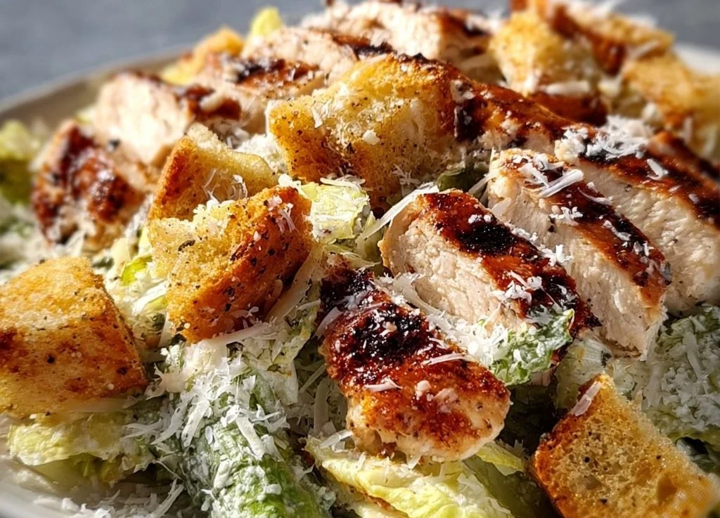 Salade César au poulet grillé et croûtons maison rapides
