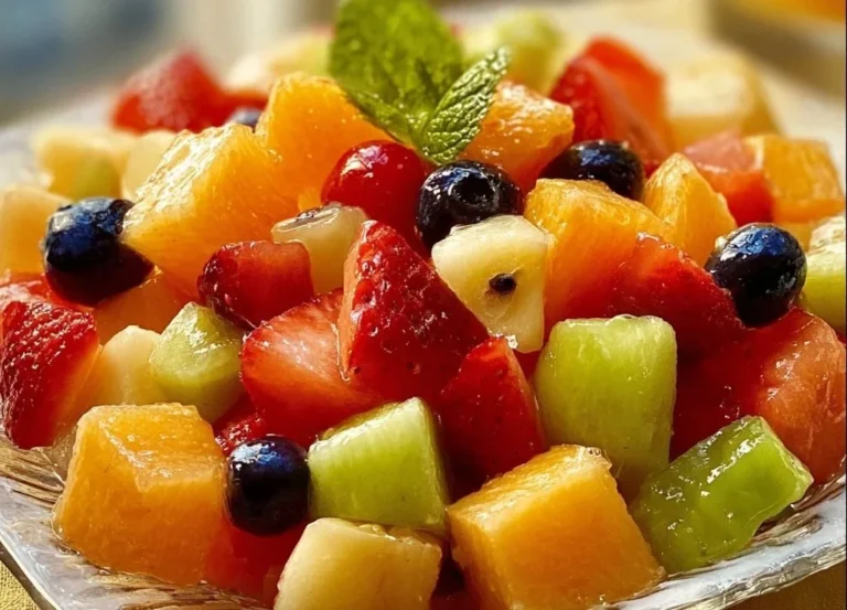 Salade de fruits traditionnelle colorée et gourmande servie dans un bol.