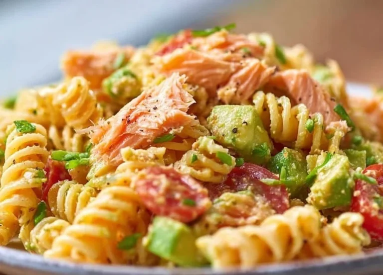 Salade de pâtes avec saumon fumé et avocat