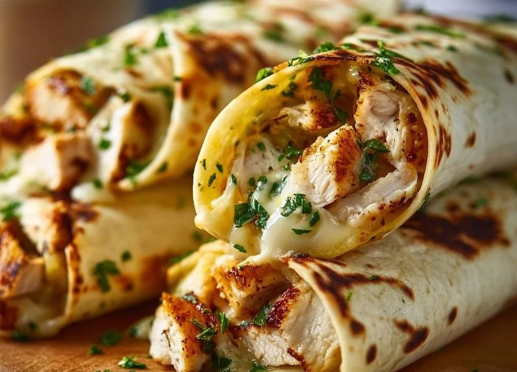 Wraps au poulet, ail et fromage à faible teneur en glucides, recette healthy