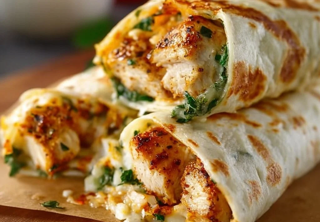 Wraps au poulet, ail et fromage à faible teneur en glucides